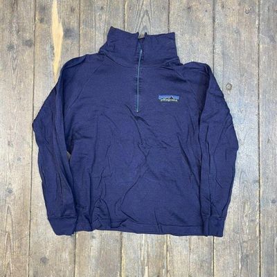 Patagonia Fleece Vintage 90s Polypropylene Half-Zip Jumper, Navy, Womens Large 1