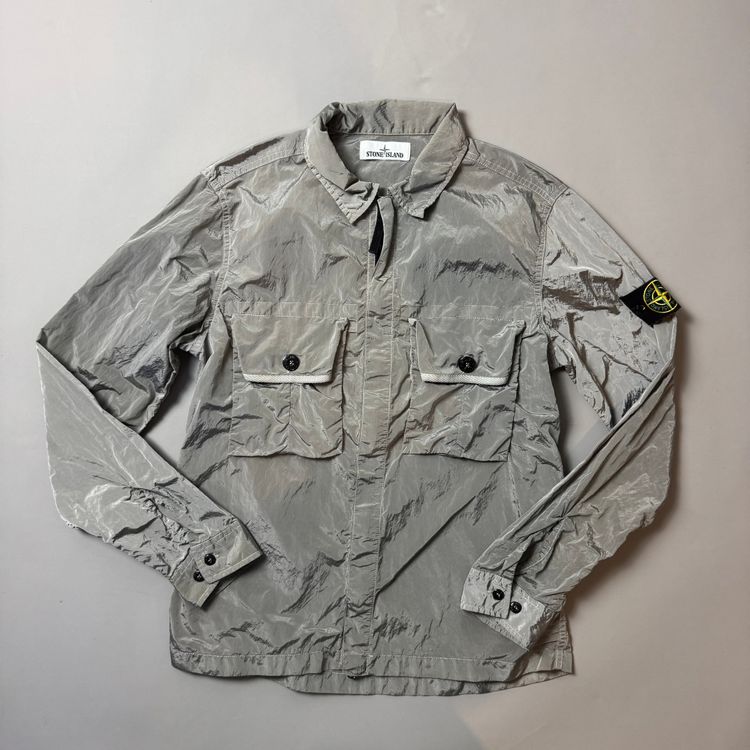 Stone Island Silver Nylon Metal Shimmer Overshirt - Medium