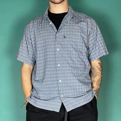 Vintage y2k quiksilver checkered shirt blue.