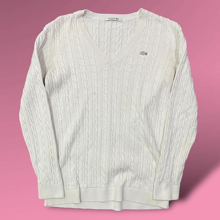 Lacoste cable knit jumper | white image 1