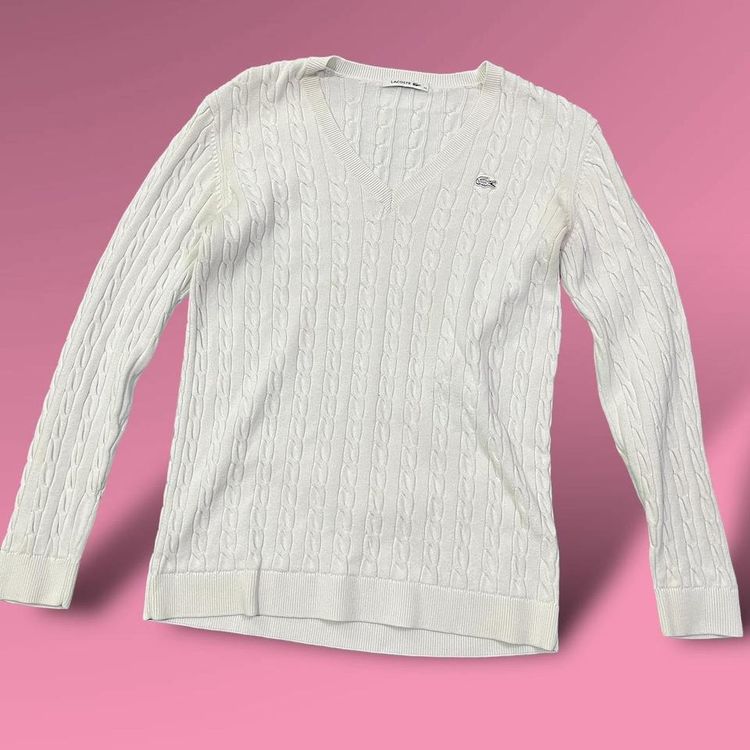 Lacoste cable knit jumper | white image 2