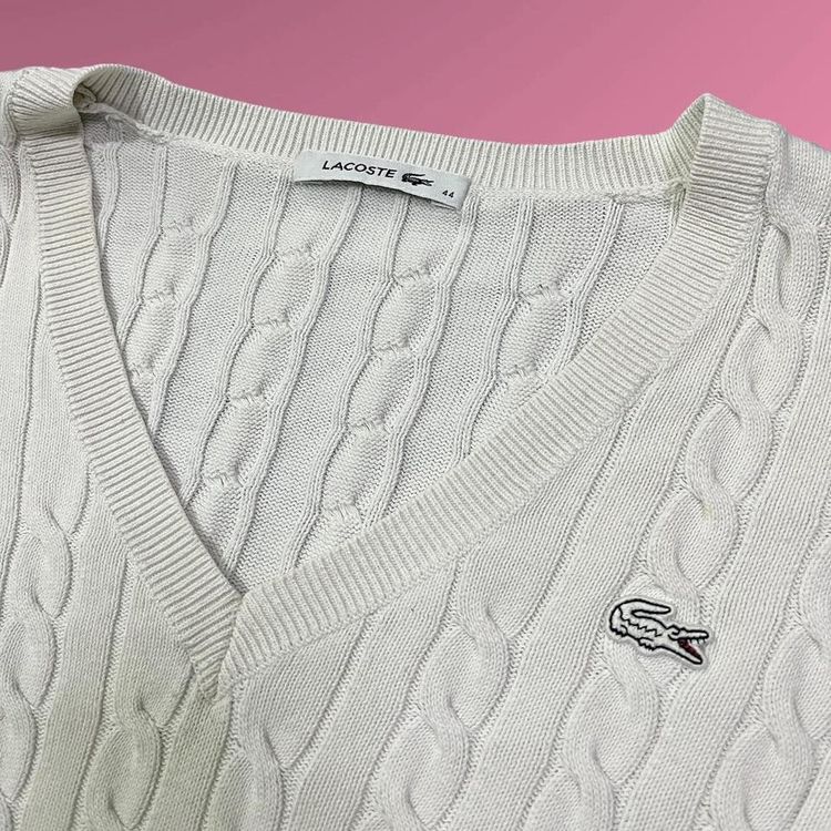 Lacoste cable knit jumper | white image 3