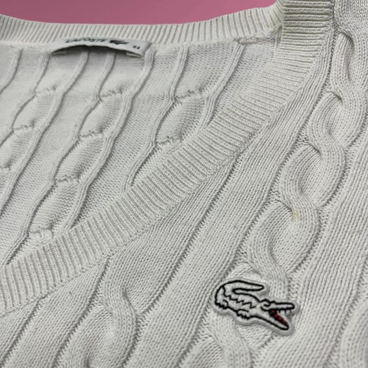 Lacoste cable knit jumper | white image 4