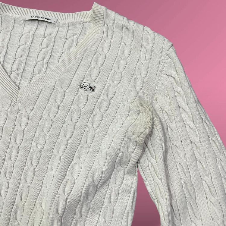 Lacoste cable knit jumper | white image 5