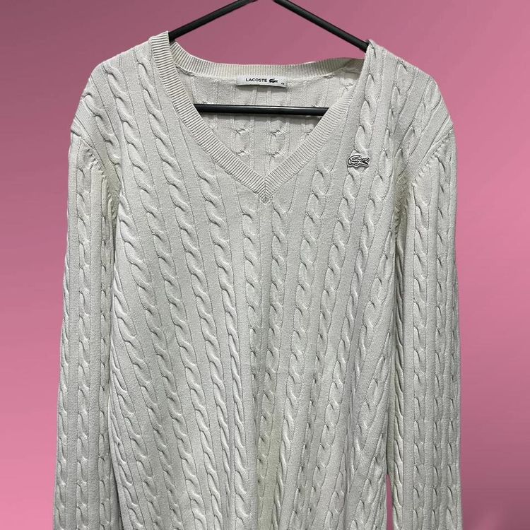 Lacoste cable knit jumper | white image 8