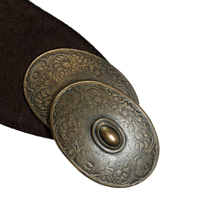 Real suede chocolate brown chunky belt with laced embellishment and engraved bronze fastening image 3