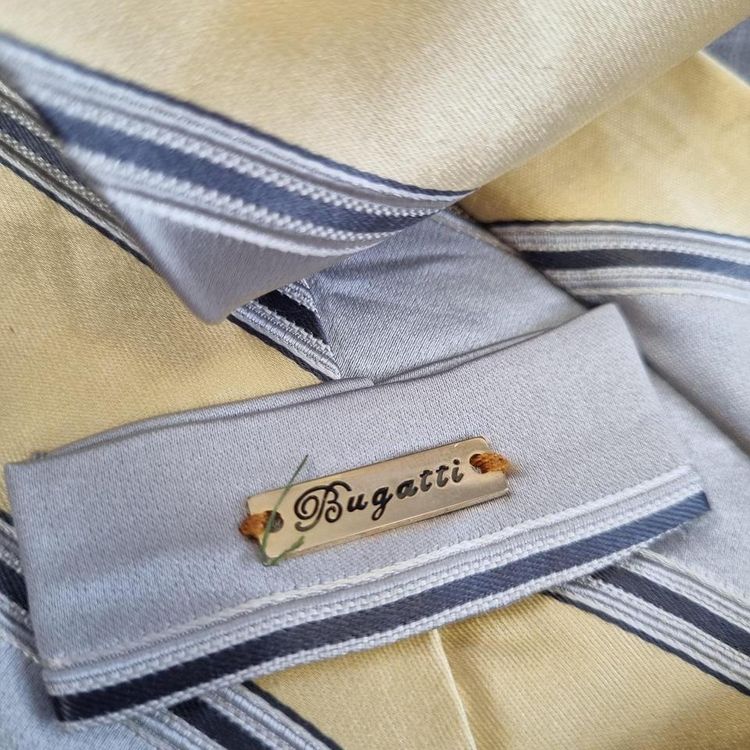 Vintage Tie Mens Tie Bugatti RARE ties SILK 80s Geometric abstract Striped Tie 4