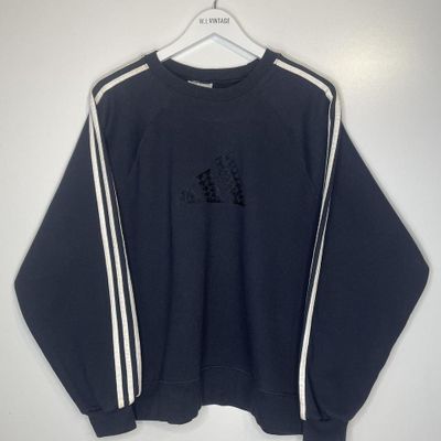 Y2k Adidas sweater mens navy size XL - see size guide fits more like a large - 90s classic logo.