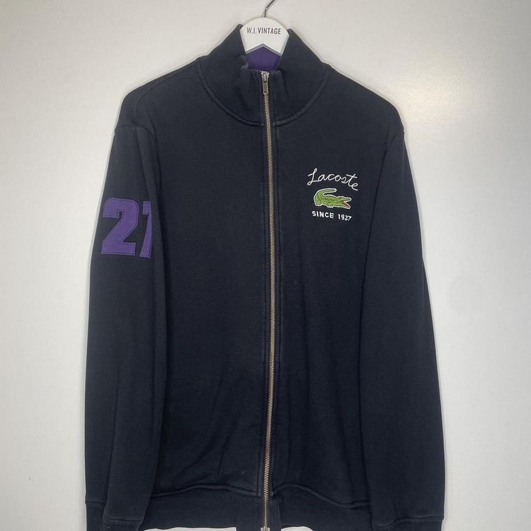 Lacoste 1927 zip up jacket  XL Black jacket size extra large.