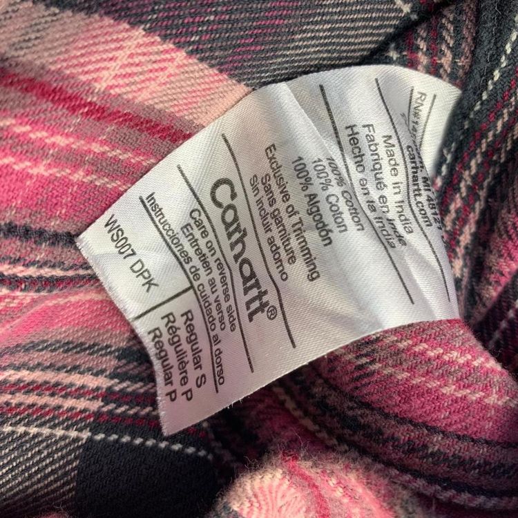 Carhartt WIP Embroidered Check Checkered Skater Long Sleeve Flannel Work Shirt Pink S image 3