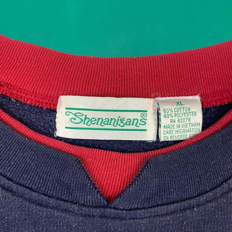 Shenanigans Vintage 90s Cute Embroidered Christmas Sweater Jumper Blue XL image 3