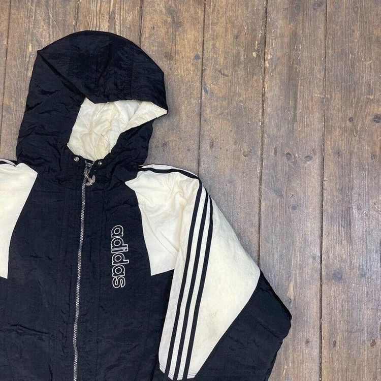 Adidas Vintage Track Jacket 90s Stripe Sports Full-Zip Top, Black, Mens Medium 2