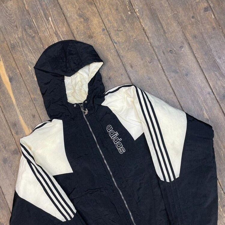 Adidas Vintage Track Jacket 90s Stripe Sports Full-Zip Top, Black, Mens Medium 3