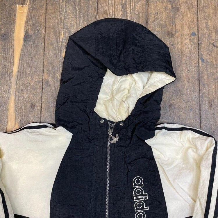 Adidas Vintage Track Jacket 90s Stripe Sports Full-Zip Top, Black, Mens Medium 4
