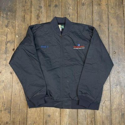Vintage Bomber Jacket Full Zip Walgreens Pharmacy Workwear Coat, Grey, Mens 2XL