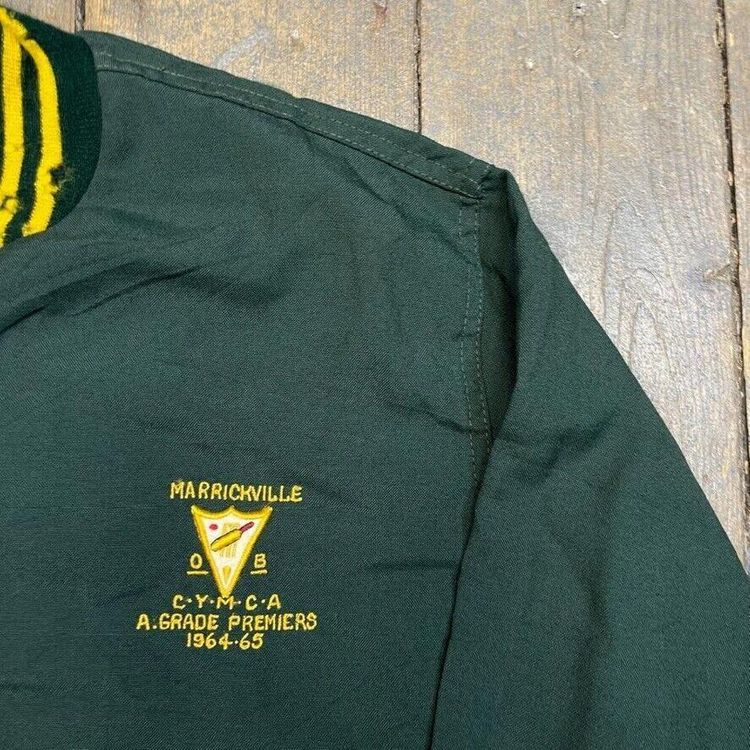 Vintage Bomber Jacket USA Varsity 90s Full Zip Sports Coat, Green, Mens Large image 3