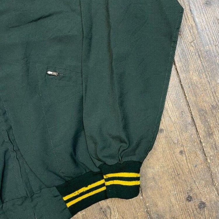 Vintage Bomber Jacket USA Varsity 90s Full Zip Sports Coat, Green, Mens Large image 4