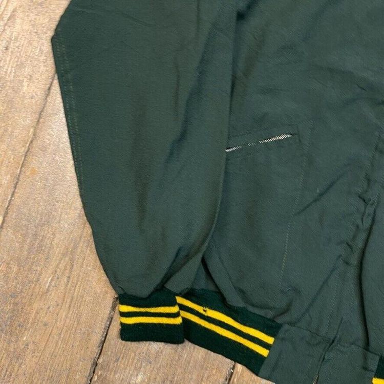 Vintage Bomber Jacket USA Varsity 90s Full Zip Sports Coat, Green, Mens Large image 5