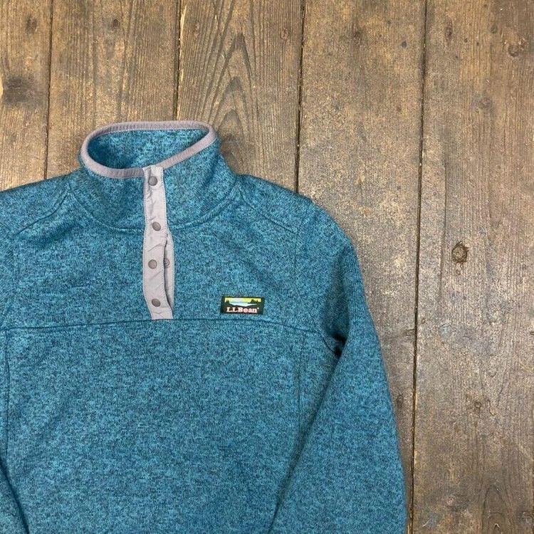 L.L Bean Fleece Vintage Snap T Pull Over Y2K Outdoor Jacket, Green, Mens XS image 2