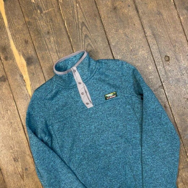 L.L Bean Fleece Vintage Snap T Pull Over Y2K Outdoor Jacket, Green, Mens XS image 3