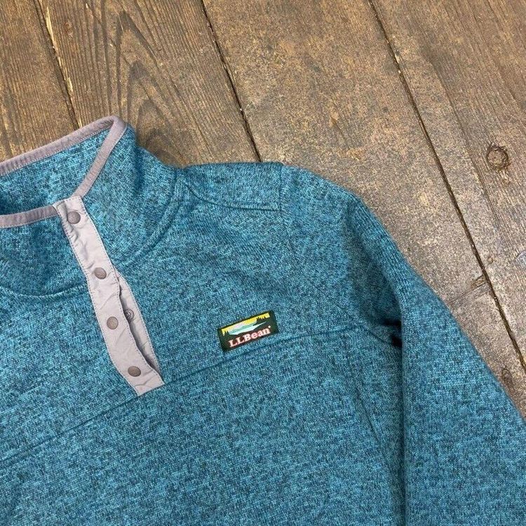 L.L Bean Fleece Vintage Snap T Pull Over Y2K Outdoor Jacket, Green, Mens XS image 4