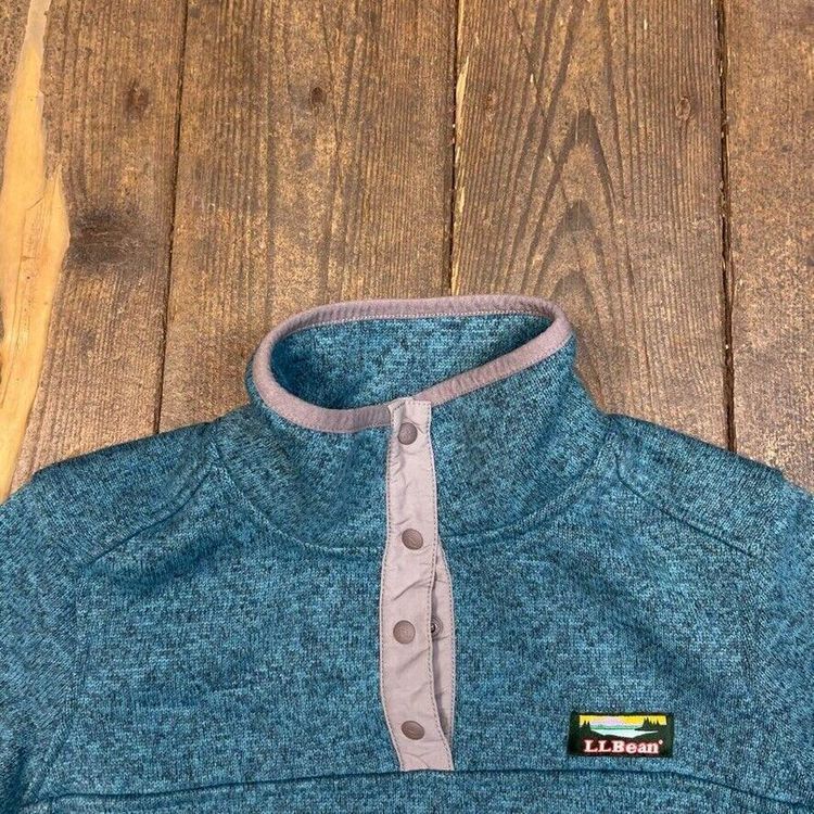 L.L Bean Fleece Vintage Snap T Pull Over Y2K Outdoor Jacket, Green, Mens XS image 7
