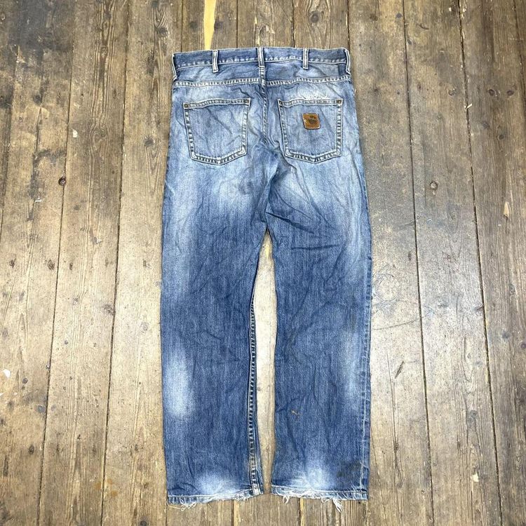 Carhartt Jeans Slim Fit Carpenter Denim Workwear Trousers, Blue, Mens 36 5