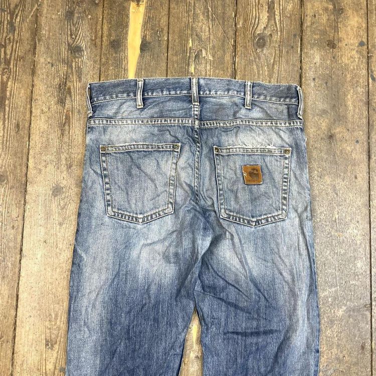 Carhartt Jeans Slim Fit Carpenter Denim Workwear Trousers, Blue, Mens 36 7