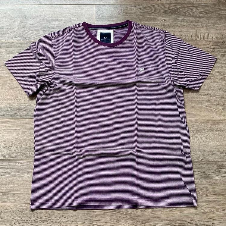 Burgundy & White Striped Crew Clothing Company T-shirt 00s Casual