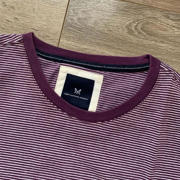 Burgundy & White Striped Crew Clothing Company T-shirt 00s Casual 2