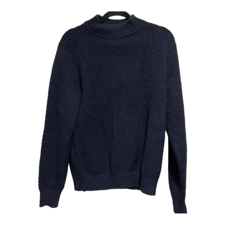 Uniqlo Mock Neck Knitted Jumper Long Sleeve Navy Blue Size Small Unisex.