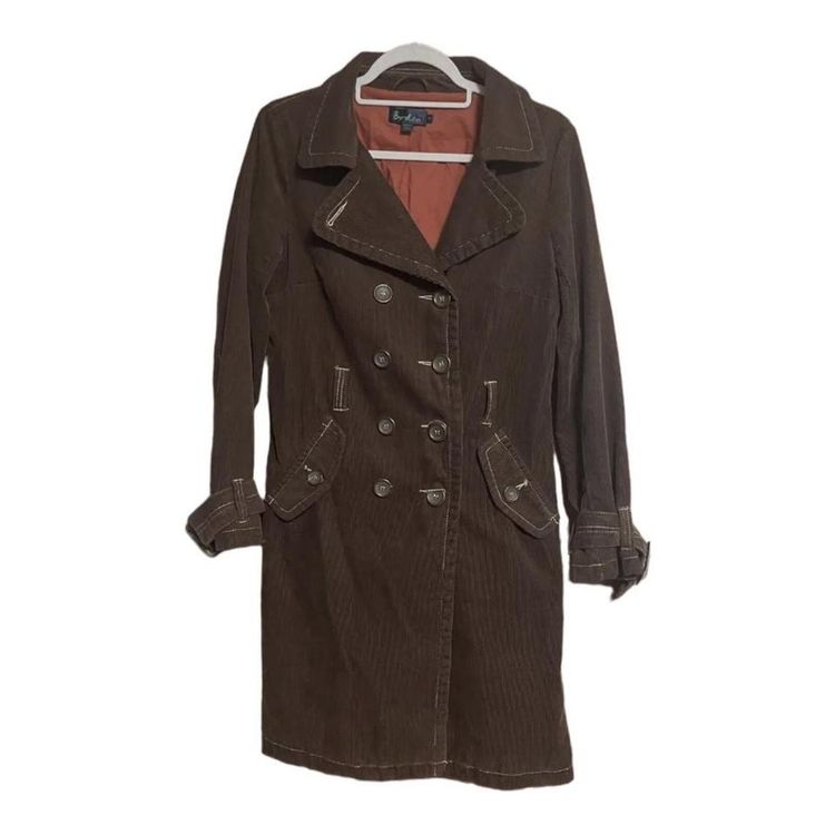 BODEN Ladies UK 10 Brown Corduroy Jacket Long Coat Button Pre-Loved Fashion.