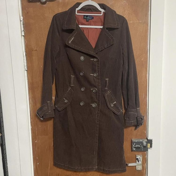 BODEN Ladies UK 10 Brown Corduroy Jacket Long Coat Button Pre-Loved Fashion. image 2