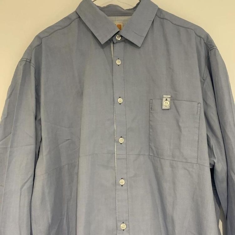 HUGO BOSS Orange label Mens Long Sleeve Shirt Blue Button Up Collar Size XXL 2XL. obraz 3