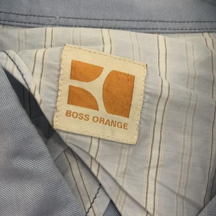 HUGO BOSS Orange label Mens Long Sleeve Shirt Blue Button Up Collar Size XXL 2XL. obraz 5