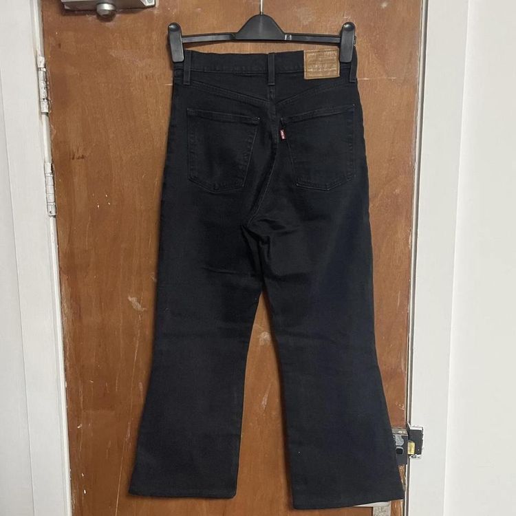 LEVIS PREMIUM RIBCAGE CROP FLARE Jeans W25 L26 Black Womens Button Fly Denim. image 4
