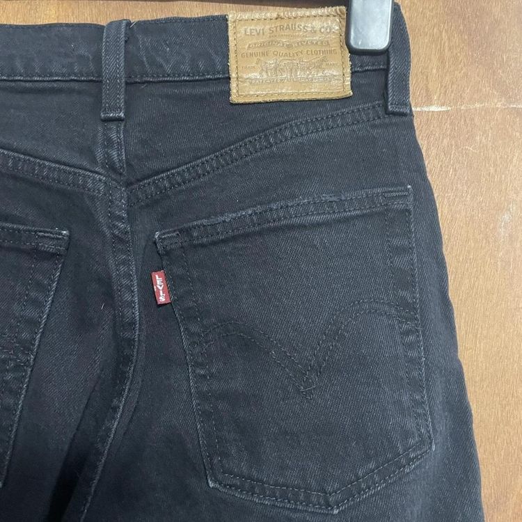 LEVIS PREMIUM RIBCAGE CROP FLARE Jeans W25 L26 Black Womens Button Fly Denim. image 5