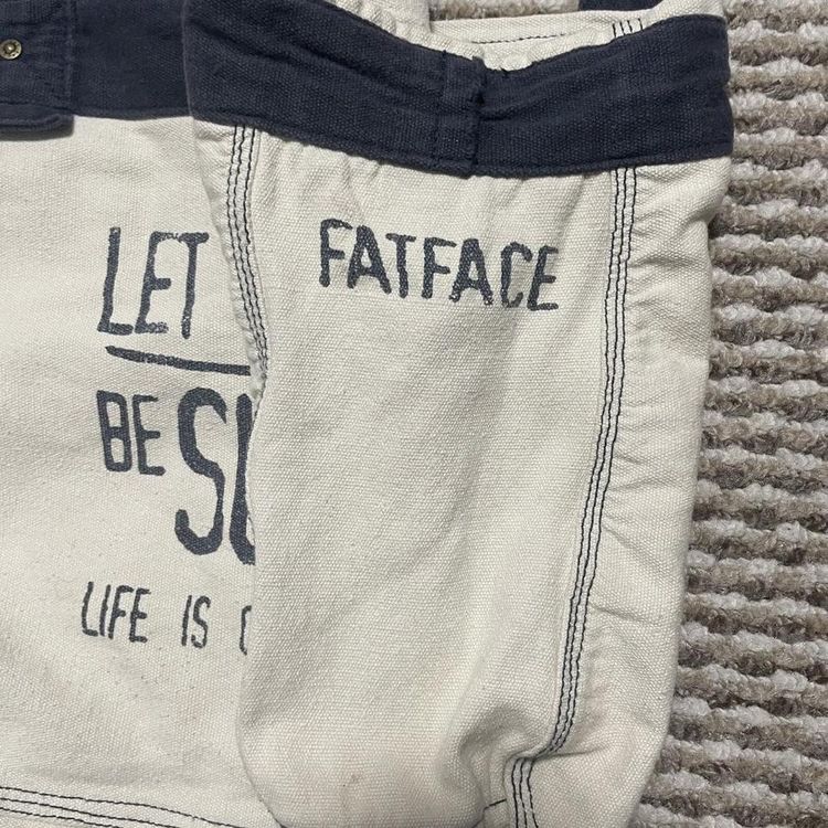 Fat Face Canvas Beach Bag Beige & Navy Let There Be Surf Womens. obraz 4