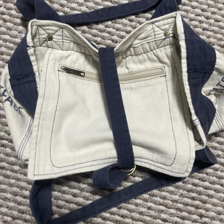 Fat Face Canvas Beach Bag Beige & Navy Let There Be Surf Womens. obraz 6