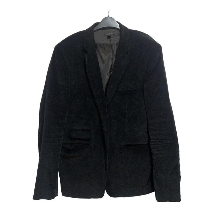 True Religion Blazer Suit Jacket Mens 2XL Black Cotton Lined Long Sleeve Velvet