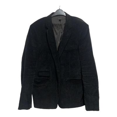 True Religion Blazer Suit Jacket Mens 2XL Black Cotton Lined Long Sleeve Velvet
