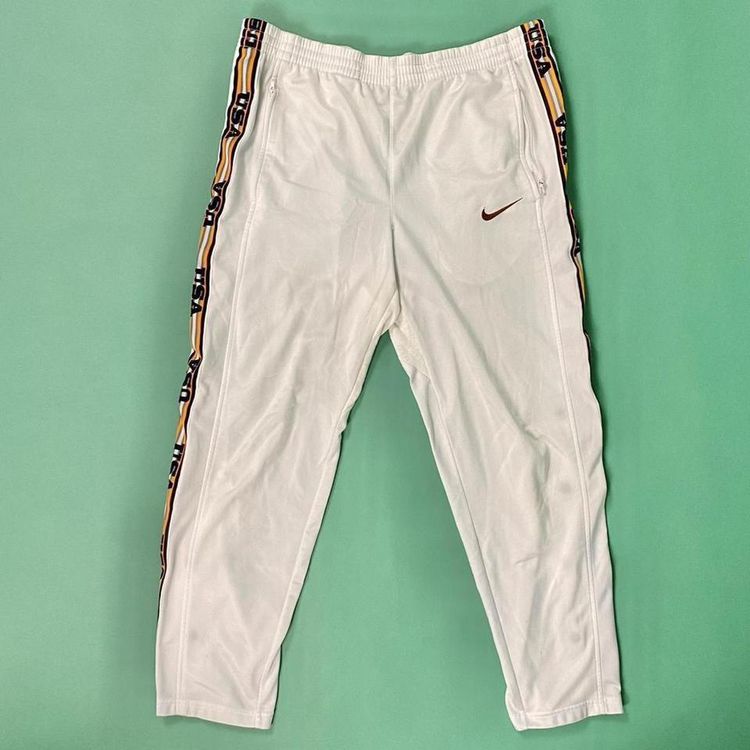 Vintage rare early 90s white Nike popper joggers / tracksuit bottoms. imagen 2