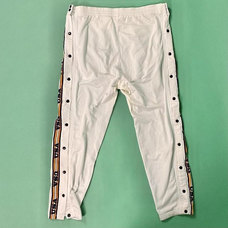 Vintage rare early 90s white Nike popper joggers / tracksuit bottoms. imagen 3