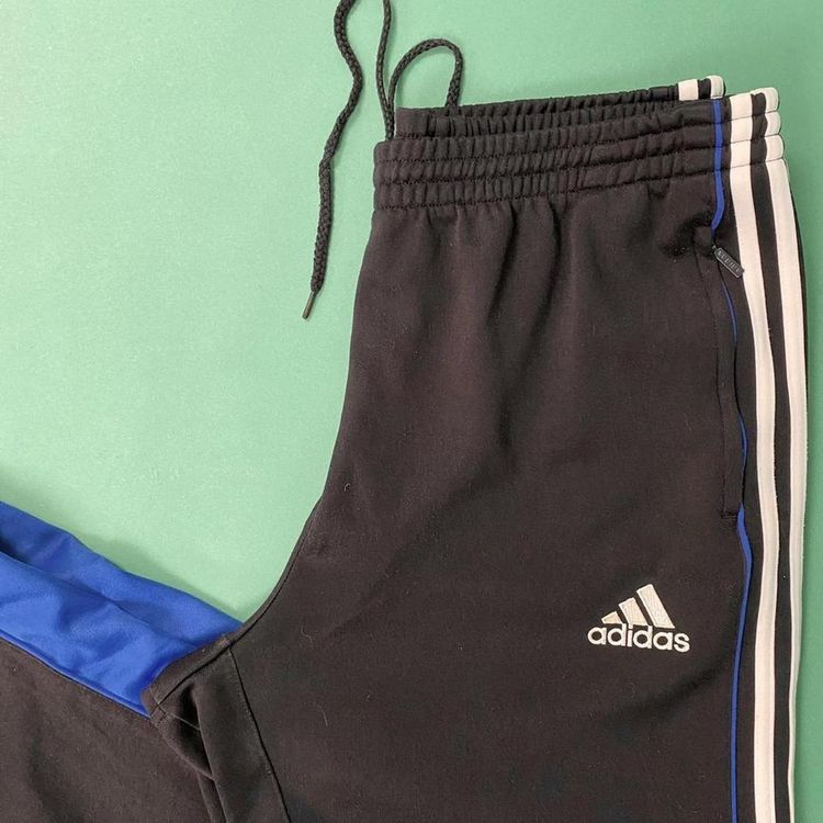 Vintage black and white striped adidas soft joggers/tracksuit bottoms.