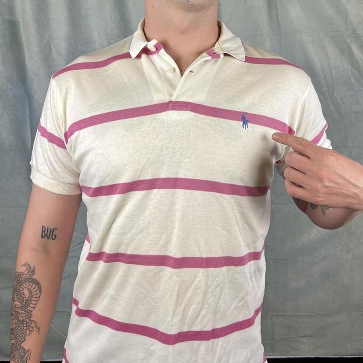 Vintage white and pink Ralph Lauren polo shirt imagen 2