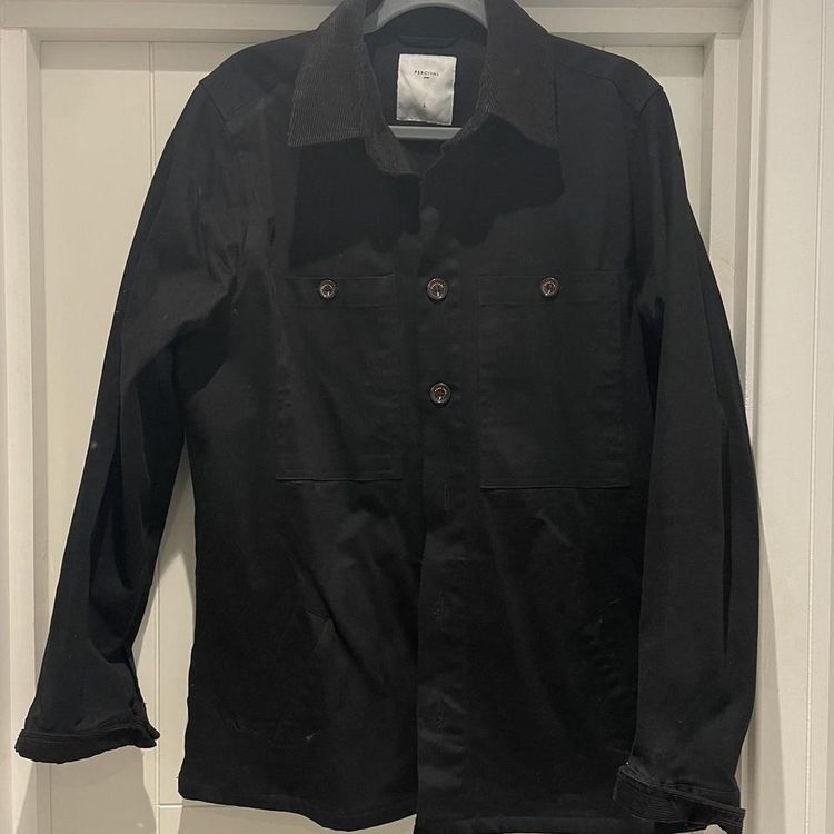Percival Black Button up overshirt jacket large