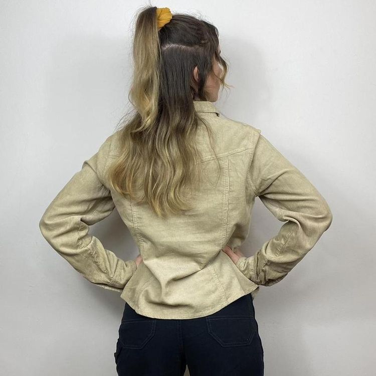Womens Beige Corduroy Shirt imagen 3