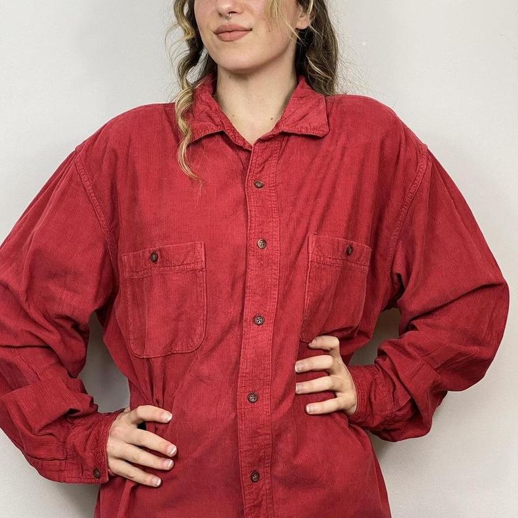 Womens Red Corduroy Shirt imagen 2