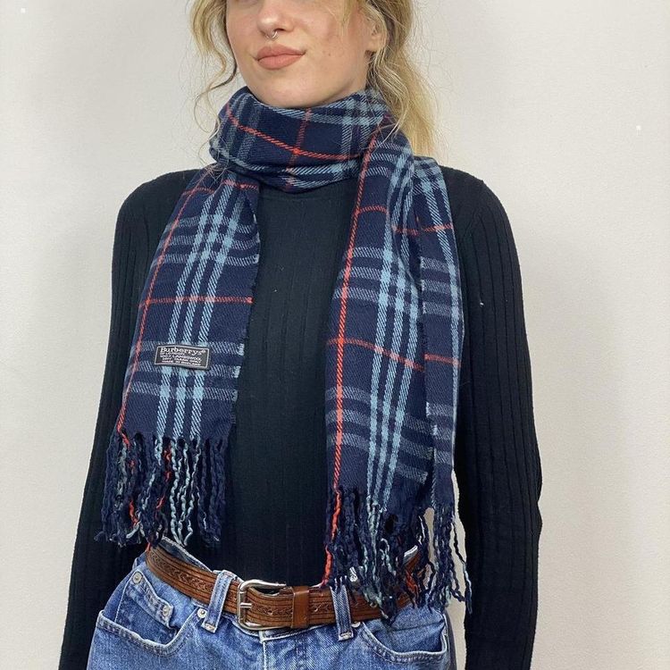 Vintage blue nova check Burberry scarf