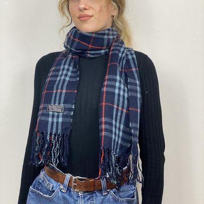 Vintage blue nova check Burberry scarf
